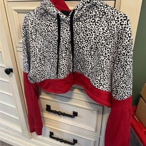Forever 21 Black and Red Leopard Print Hoodie